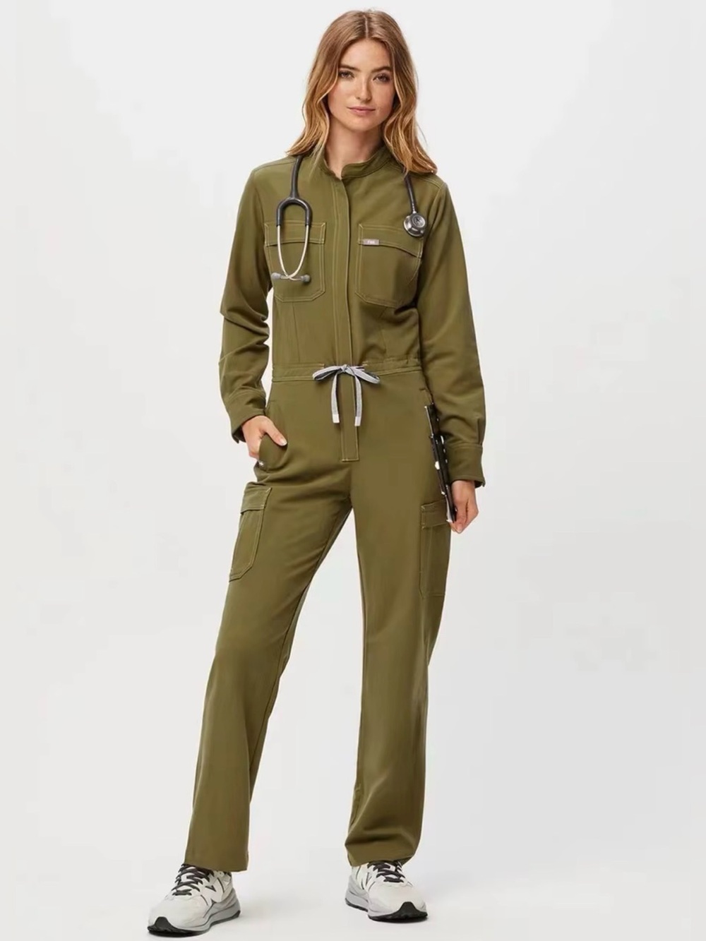 New Figs Long Sleeve Cargo Scrub Jumpsuit - Size Medium
